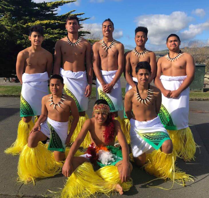 Mana College Rugby Samoan group in traditional dress