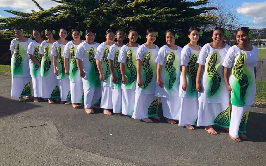 Mana College Rugby Samoan Group in traditional dress